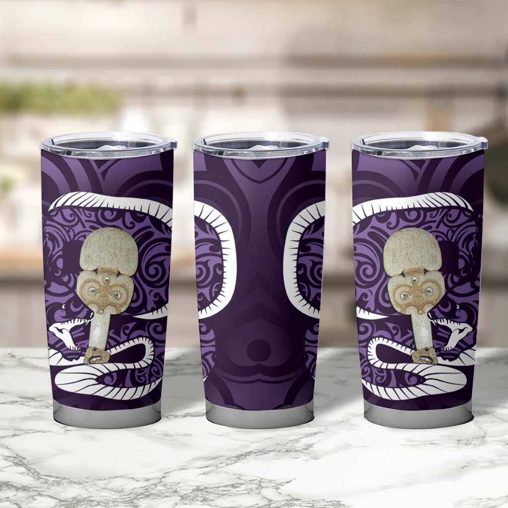 Purple New Zealand Eel Tumbler Cup Aotearoa Maori Tuna With Kotiate Weapon LT14 - Polynesian Pride