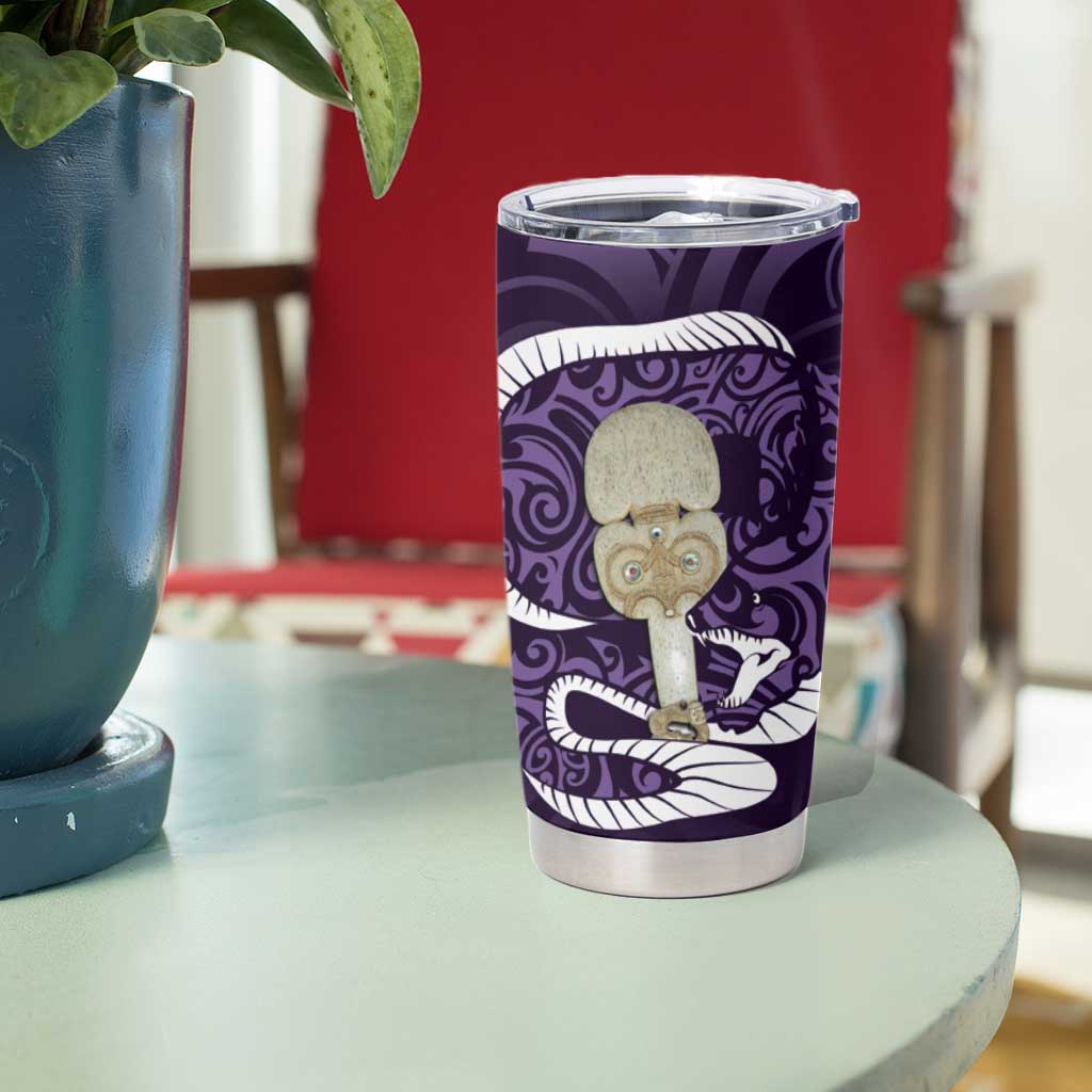 Purple New Zealand Eel Tumbler Cup Aotearoa Maori Tuna With Kotiate Weapon LT14 - Polynesian Pride