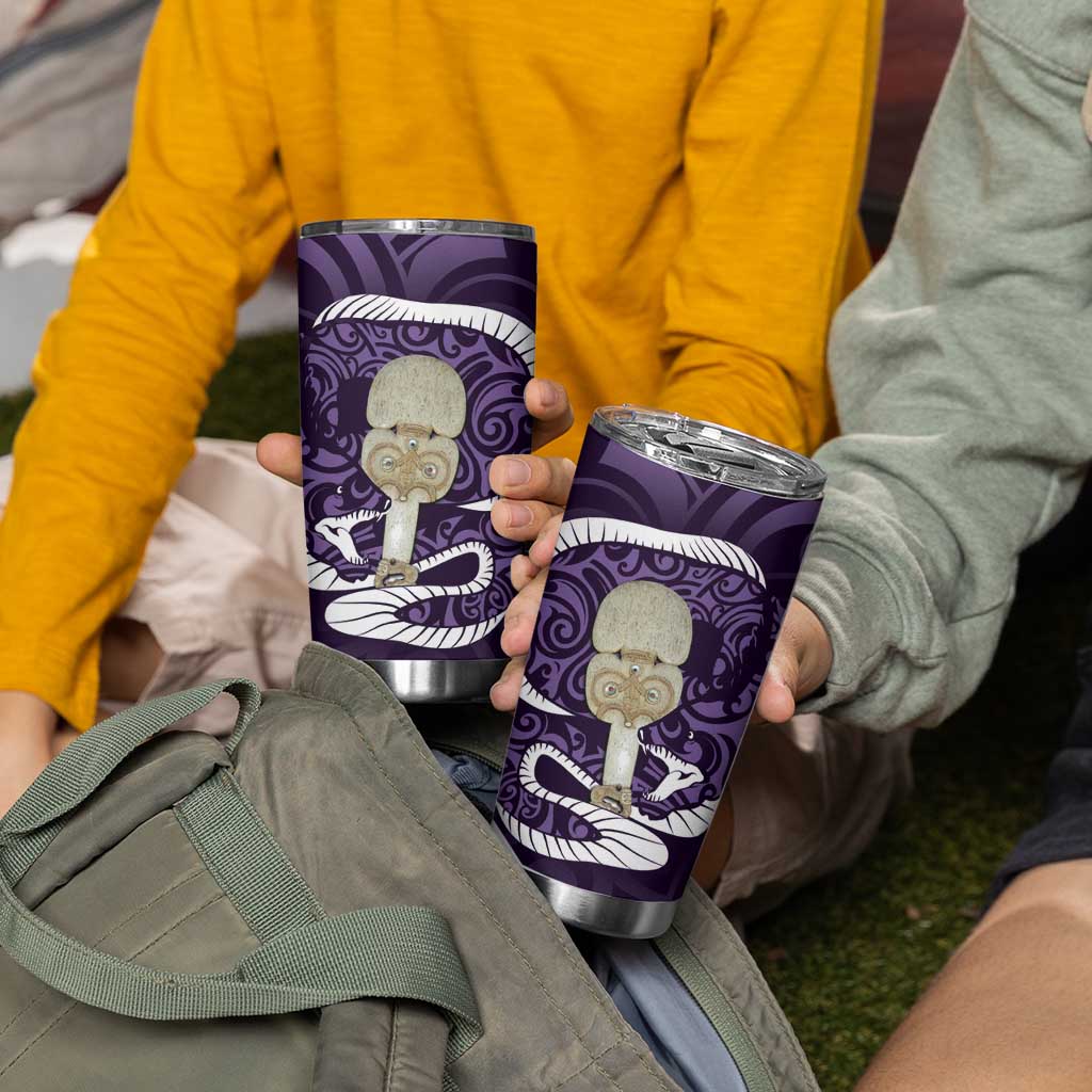 Purple New Zealand Eel Tumbler Cup Aotearoa Maori Tuna With Kotiate Weapon LT14 - Polynesian Pride