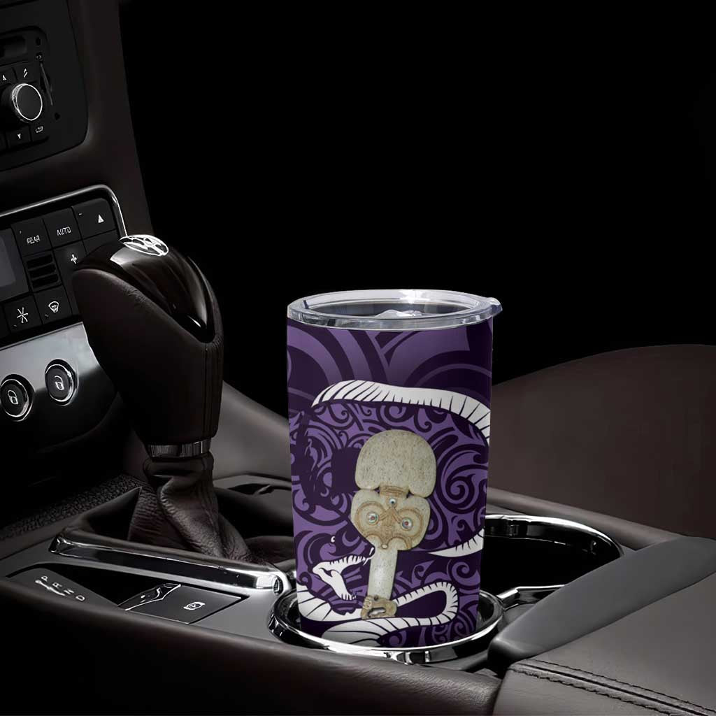 Purple New Zealand Eel Tumbler Cup Aotearoa Maori Tuna With Kotiate Weapon LT14 - Polynesian Pride