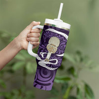 Purple New Zealand Eel Tumbler With Handle Aotearoa Maori Tuna With Kotiate Weapon LT14 - Polynesian Pride