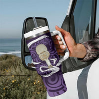 Purple New Zealand Eel Tumbler With Handle Aotearoa Maori Tuna With Kotiate Weapon LT14 - Polynesian Pride