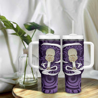Purple New Zealand Eel Tumbler With Handle Aotearoa Maori Tuna With Kotiate Weapon LT14 - Polynesian Pride