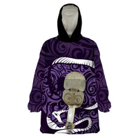 Purple New Zealand Eel Wearable Blanket Hoodie Aotearoa Maori Tuna With Kotiate Weapon LT14 One Size Purple - Polynesian Pride