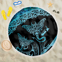 New Zealand Stingray Beach Blanket Aotearoa Whai With Maori Paua Shell LT14 One Size 150cm Turquoise - Polynesian Pride