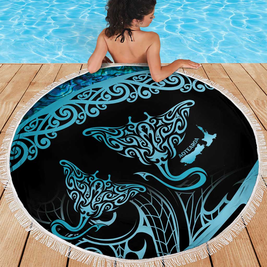 New Zealand Stingray Beach Blanket Aotearoa Whai With Maori Paua Shell LT14 - Polynesian Pride