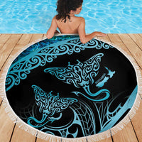New Zealand Stingray Beach Blanket Aotearoa Whai With Maori Paua Shell LT14 - Polynesian Pride