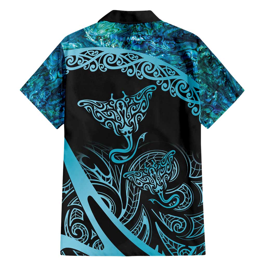 New Zealand Stingray Family Matching Long Sleeve Bodycon Dress and Hawaiian Shirt Aotearoa Whai With Maori Paua Shell LT14 - Polynesian Pride