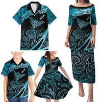 New Zealand Stingray Family Matching Puletasi and Hawaiian Shirt Aotearoa Whai With Maori Paua Shell LT14 - Polynesian Pride