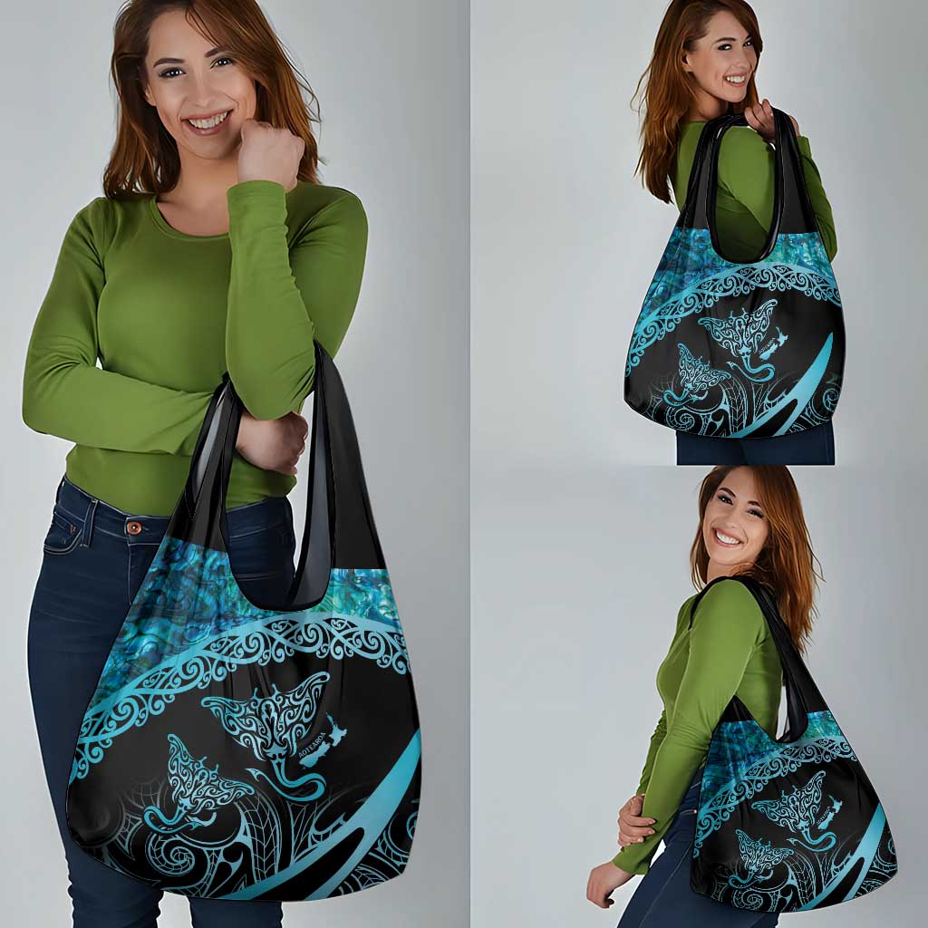 New Zealand Stingray Grocery Bag Aotearoa Whai With Maori Paua Shell