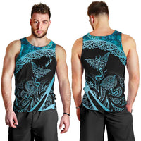 New Zealand Stingray Men Tank Top Aotearoa Whai With Maori Paua Shell LT14 - Polynesian Pride