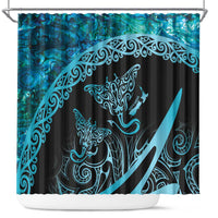 New Zealand Stingray Shower Curtain Aotearoa Whai With Maori Paua Shell LT14 Turquoise - Polynesian Pride