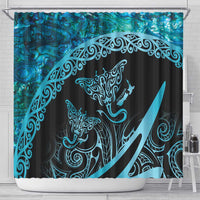 New Zealand Stingray Shower Curtain Aotearoa Whai With Maori Paua Shell LT14 - Polynesian Pride