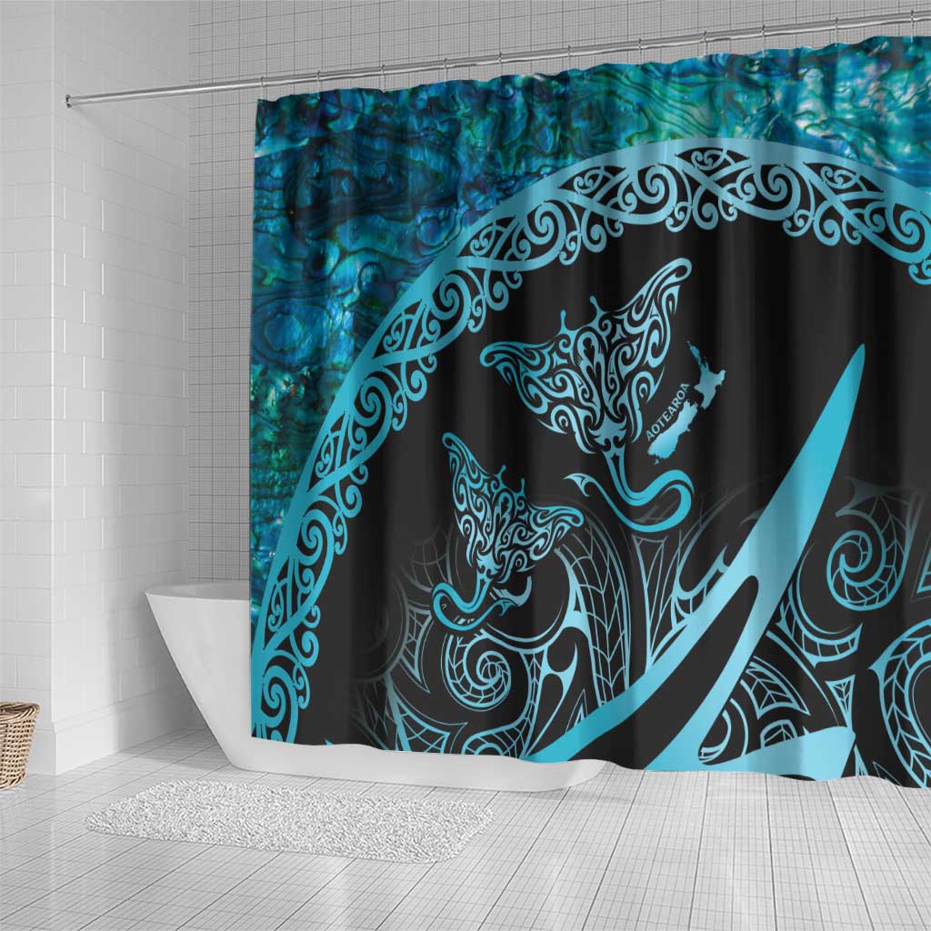 New Zealand Stingray Shower Curtain Aotearoa Whai With Maori Paua Shell LT14 - Polynesian Pride