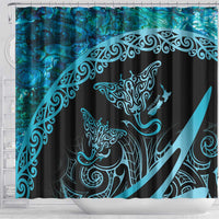 New Zealand Stingray Shower Curtain Aotearoa Whai With Maori Paua Shell LT14 - Polynesian Pride