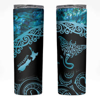 New Zealand Stingray Skinny Tumbler Aotearoa Whai With Maori Paua Shell LT14 Turquoise - Polynesian Pride