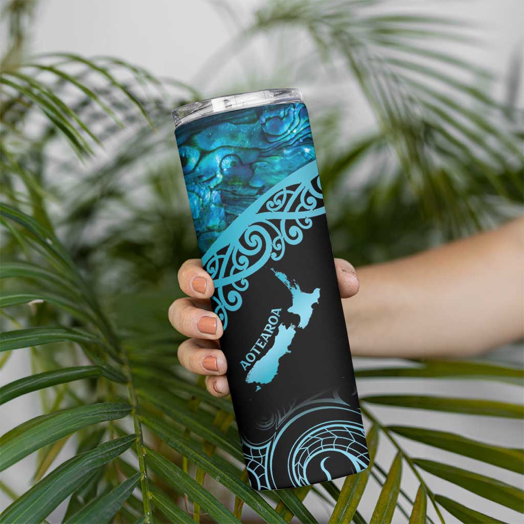 New Zealand Stingray Skinny Tumbler Aotearoa Whai With Maori Paua Shell LT14 - Polynesian Pride