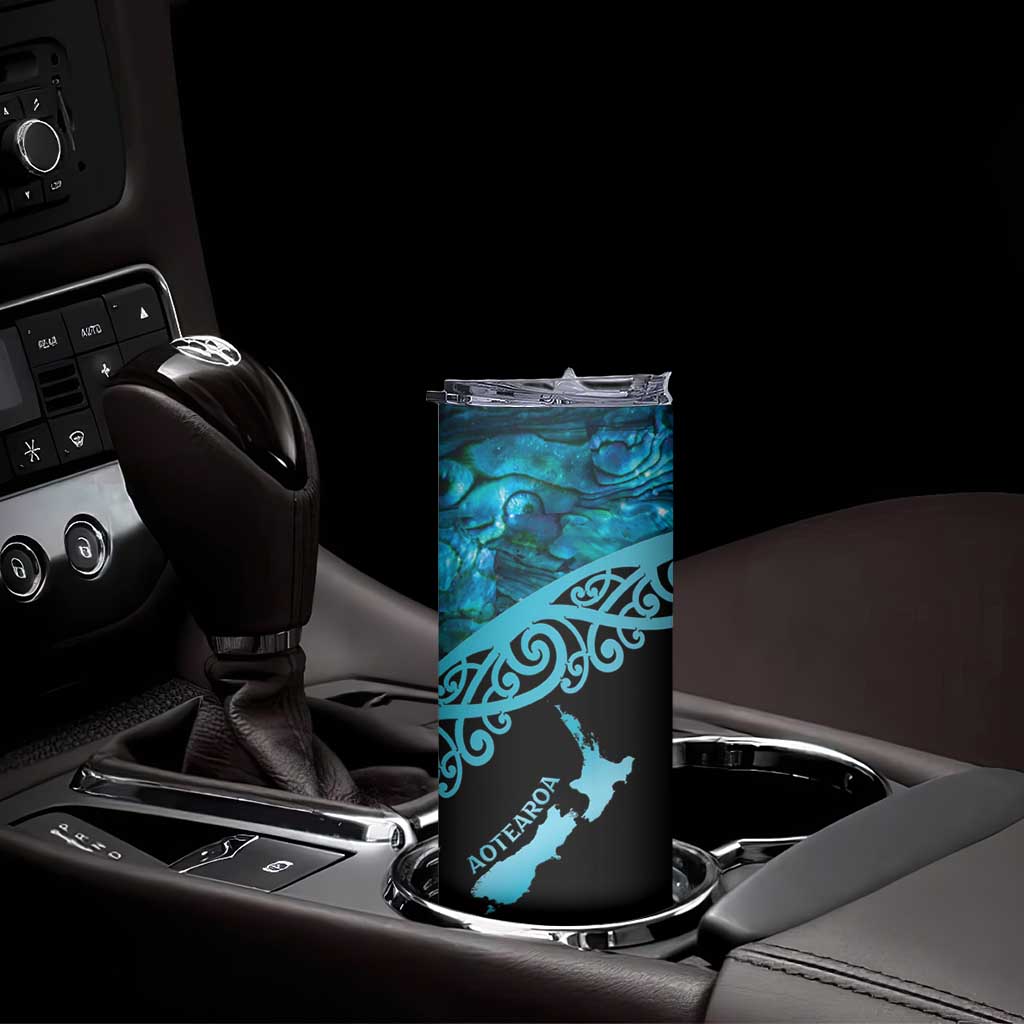 New Zealand Stingray Skinny Tumbler Aotearoa Whai With Maori Paua Shell LT14 - Polynesian Pride
