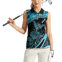 New Zealand Stingray Women Sleeveless Polo Shirt Aotearoa Whai With Maori Paua Shell LT14 - Polynesian Pride