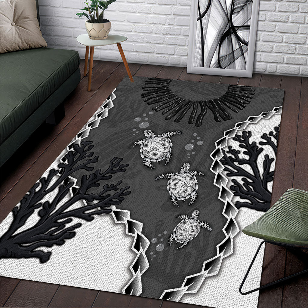Black Coral Hawaii Area Rug Ekaha Ku Moana Honu Sea Turtle