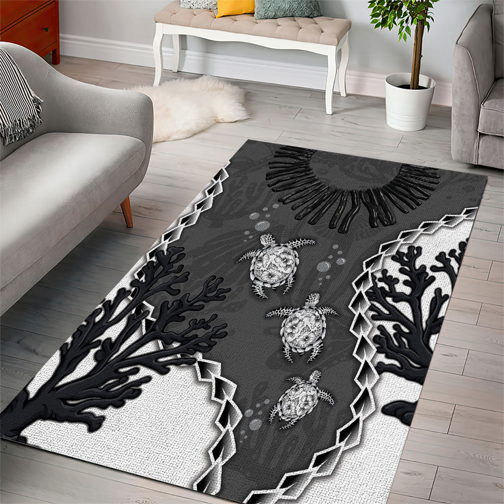 Black Coral Hawaii Area Rug Ekaha Ku Moana Honu Sea Turtle