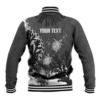 Personalized Black Coral Hawaii Baseball Jacket Ekaha Ku Moana Honu Sea Turtle