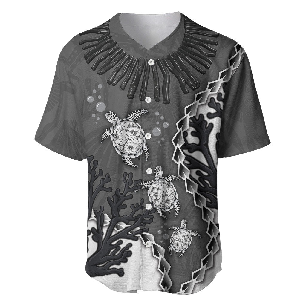 Personalized Black Coral Hawaii Baseball Jersey Ekaha Ku Moana Honu Sea Turtle LT14 Gray - Polynesian Pride