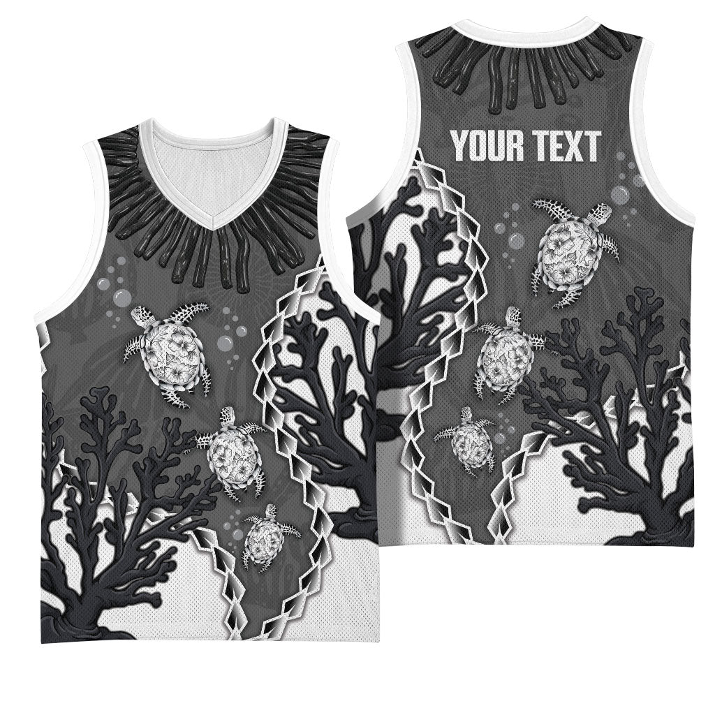 Personalized Black Coral Hawaii Basketball Jersey Ekaha Ku Moana Honu Sea Turtle