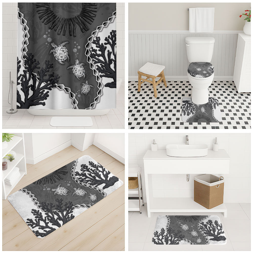 Black Coral Hawaii Bathroom Set Ekaha Ku Moana Honu Sea Turtle