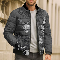 Personalized Black Coral Hawaii Bomber Puffer Jacket Ekaha Ku Moana Honu Sea Turtle