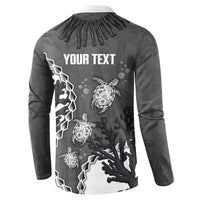 Personalized Black Coral Hawaii Button Sweatshirt Ekaha Ku Moana Honu Sea Turtle