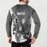 Personalized Black Coral Hawaii Button Sweatshirt Ekaha Ku Moana Honu Sea Turtle