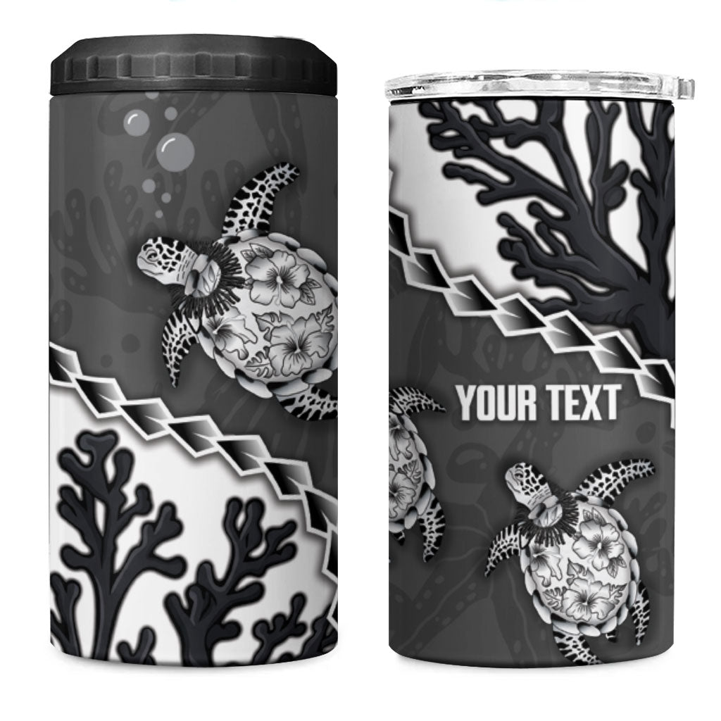 Personalized Black Coral Hawaii 4 in 1 Can Cooler Tumbler Ekaha Ku Moana Honu Sea Turtle LT14 One Size: 16 oz Gray - Polynesian Pride