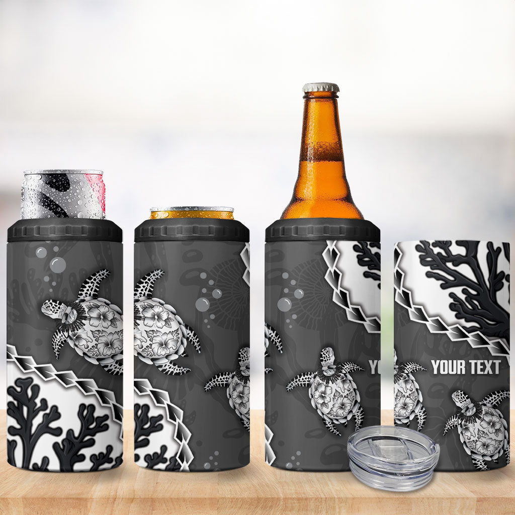 Personalized Black Coral Hawaii 4 in 1 Can Cooler Tumbler Ekaha Ku Moana Honu Sea Turtle LT14 - Polynesian Pride