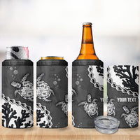 Personalized Black Coral Hawaii 4 in 1 Can Cooler Tumbler Ekaha Ku Moana Honu Sea Turtle LT14 - Polynesian Pride
