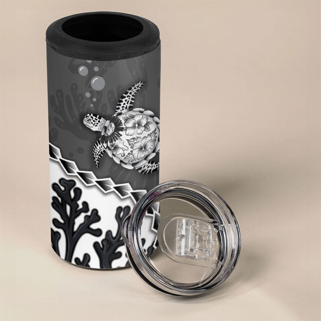Personalized Black Coral Hawaii 4 in 1 Can Cooler Tumbler Ekaha Ku Moana Honu Sea Turtle LT14 - Polynesian Pride