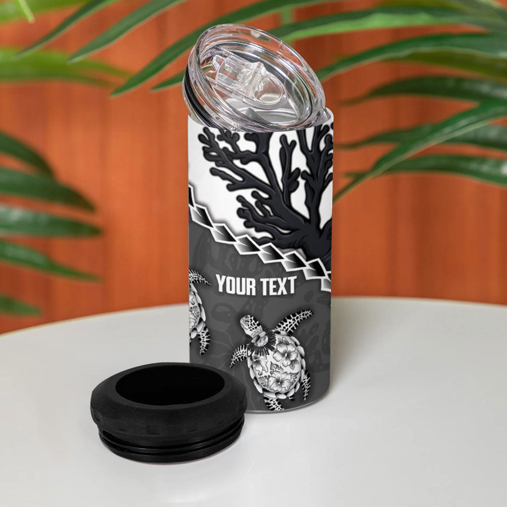 Personalized Black Coral Hawaii 4 in 1 Can Cooler Tumbler Ekaha Ku Moana Honu Sea Turtle LT14 - Polynesian Pride
