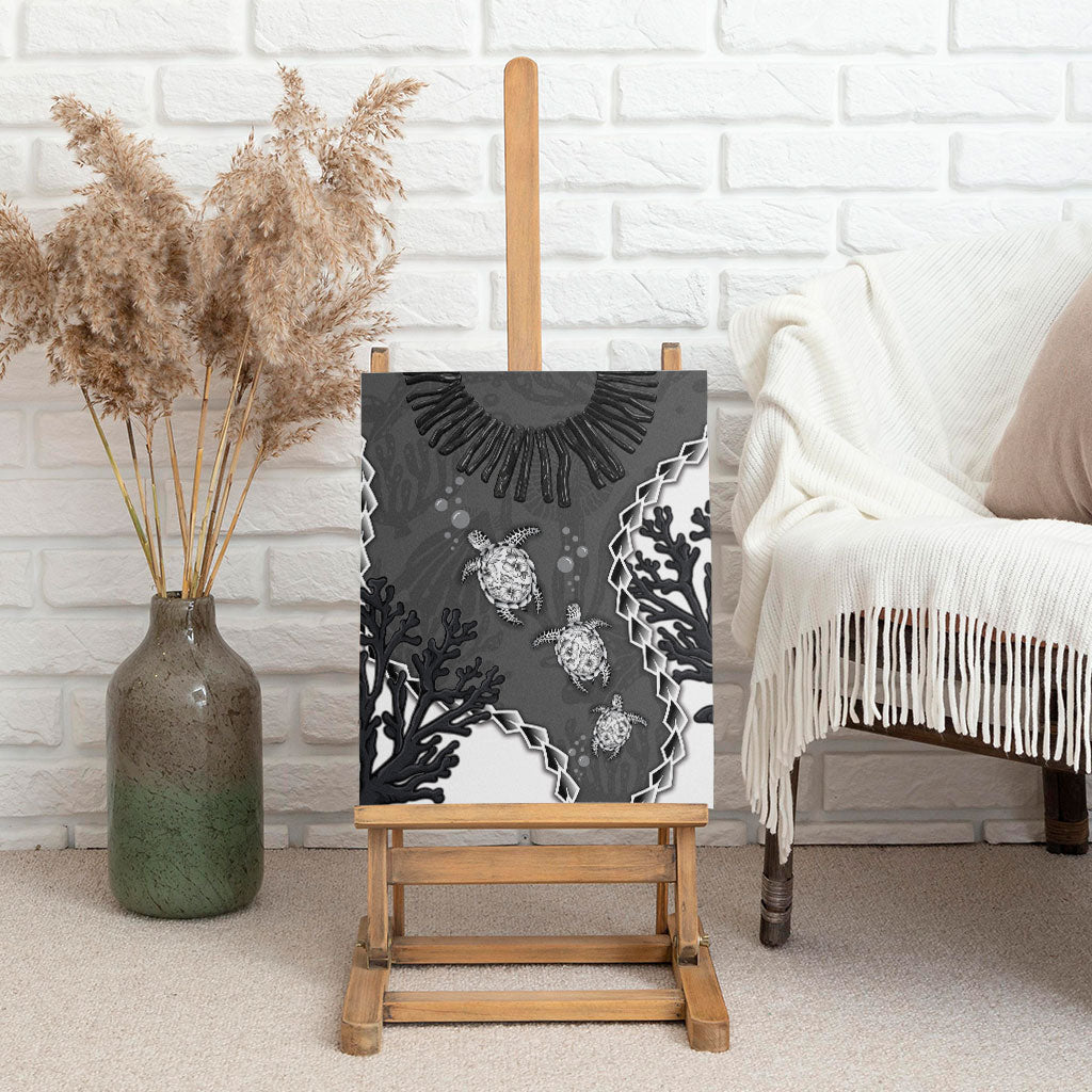Black Coral Hawaii Canvas Wall Art Ekaha Ku Moana Honu Sea Turtle