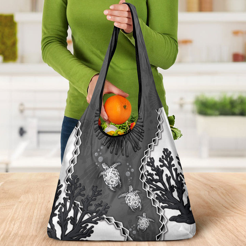 Black Coral Hawaii Grocery Bag Ekaha Ku Moana Honu Sea Turtle