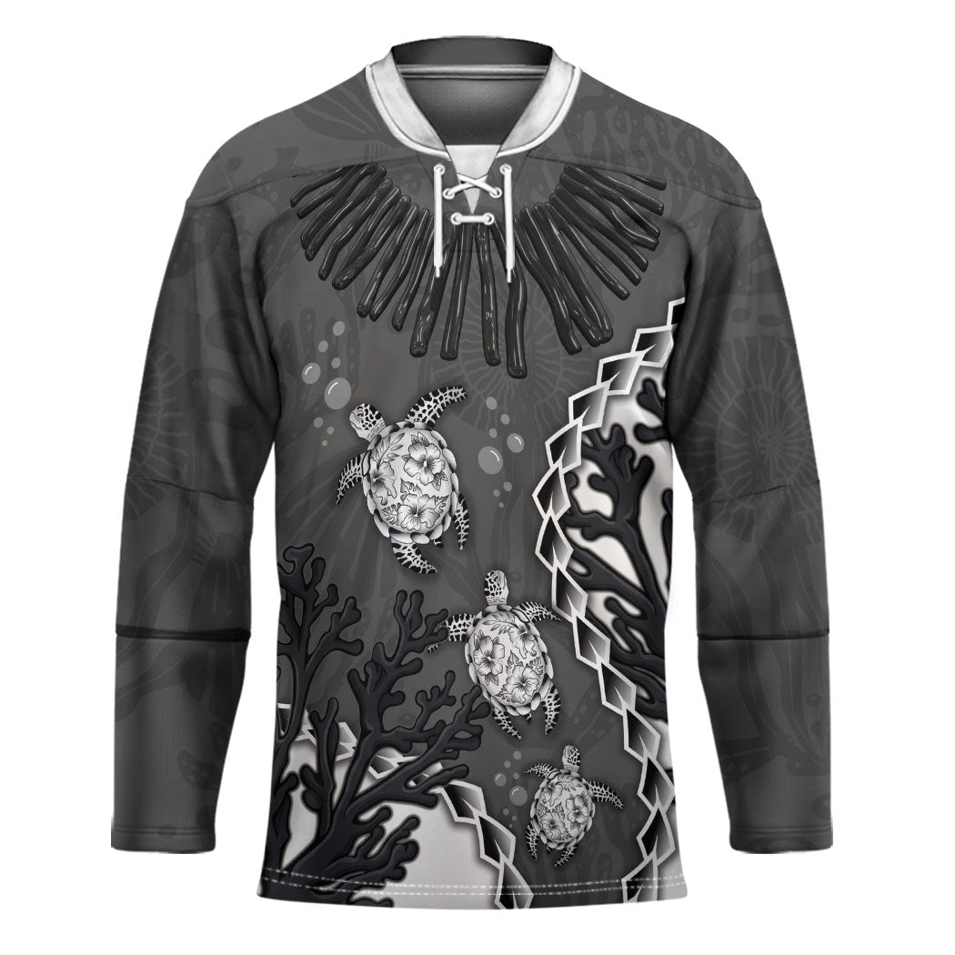 Personalized Black Coral Hawaii Hockey Jersey Ekaha Ku Moana Honu Sea Turtle