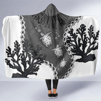 Black Coral Hawaii Hooded Blanket Ekaha Ku Moana Honu Sea Turtle