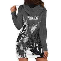 Personalized Black Coral Hawaii Hoodie Dress Ekaha Ku Moana Honu Sea Turtle LT14 - Polynesian Pride