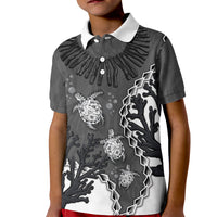 Personalized Black Coral Hawaii Kid Polo Shirt Ekaha Ku Moana Honu Sea Turtle
