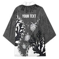 Personalized Black Coral Hawaii Kimono Ekaha Ku Moana Honu Sea Turtle