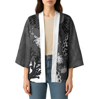 Personalized Black Coral Hawaii Kimono Ekaha Ku Moana Honu Sea Turtle