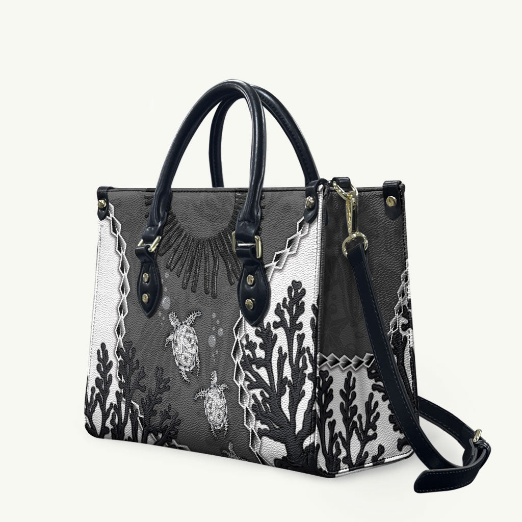 Black Coral Hawaii Leather Bag Ekaha Ku Moana Honu Sea Turtle