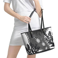 Black Coral Hawaii Leather Tote Bag Ekaha Ku Moana Honu Sea Turtle