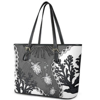 Black Coral Hawaii Leather Tote Bag Ekaha Ku Moana Honu Sea Turtle