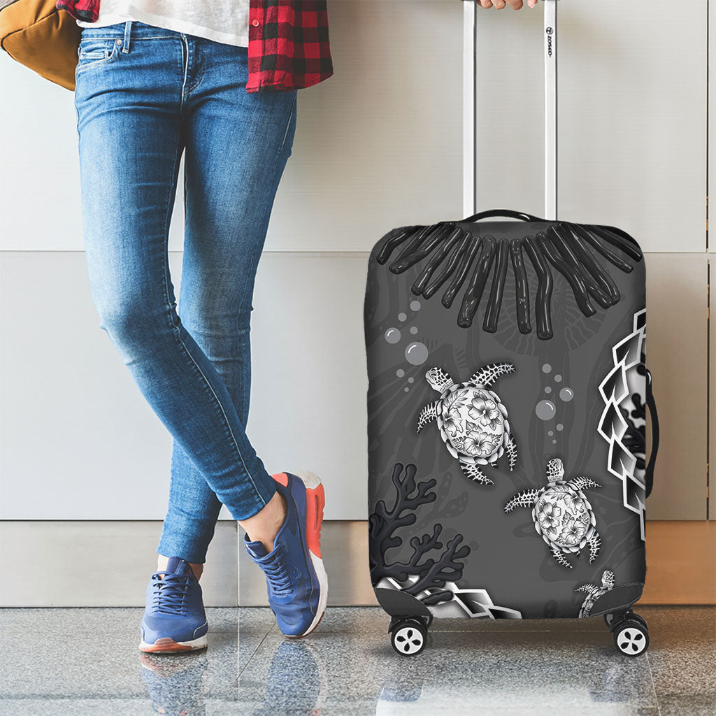 Black Coral Hawaii Luggage Cover Ekaha Ku Moana Honu Sea Turtle