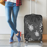 Black Coral Hawaii Luggage Cover Ekaha Ku Moana Honu Sea Turtle